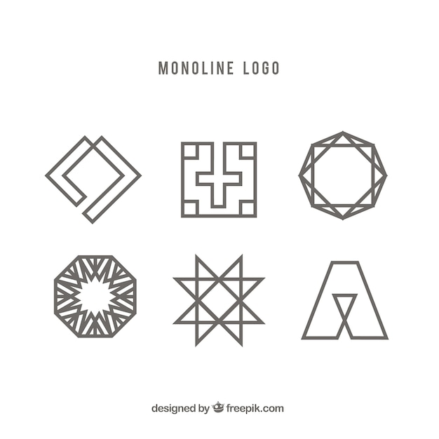 Free Vector six geometric monoline logos