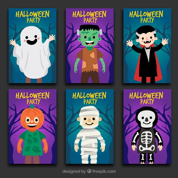 Six halloween cards