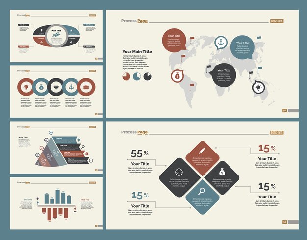 Six Logistics Charts Slide Templates Set