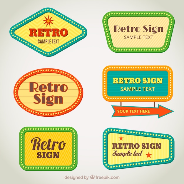 Free Vector six signals, retro style