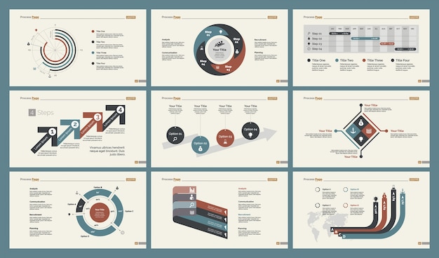 Six Statistics Charts Slide Templates Set