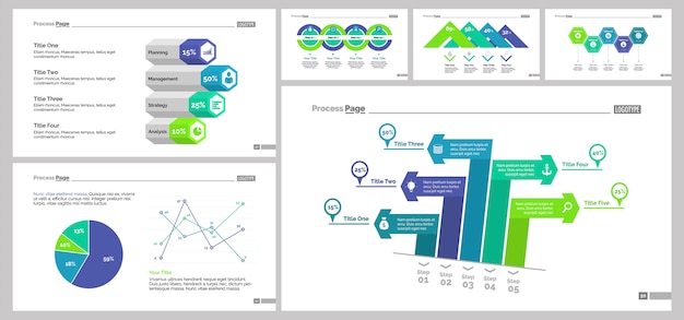 Free Vector six statistics slide templates set