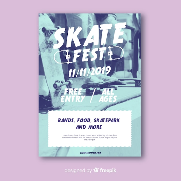 Free Vector skate fest sport poster template