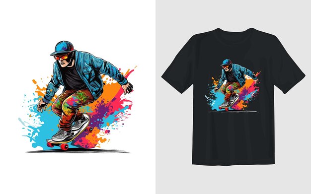 Skateboard cartoon vector illustration Skateboard t shirt design