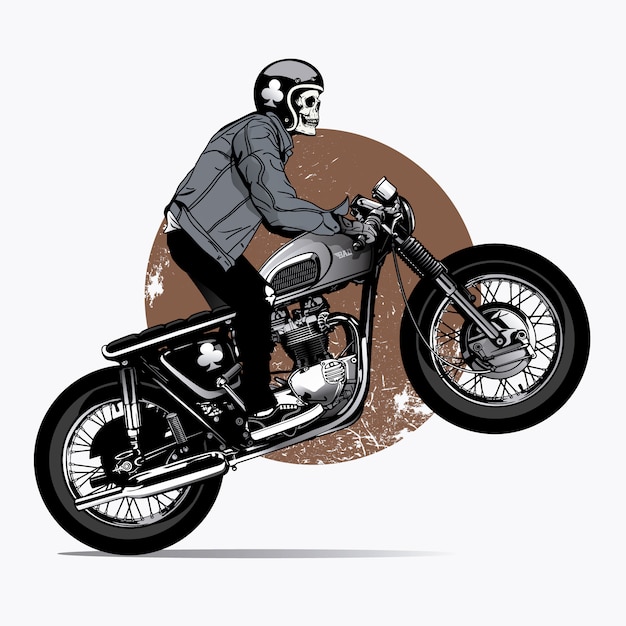 Skeleton rigind a motorbike