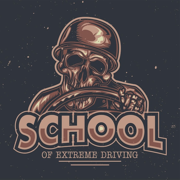 Free Vector skeleton behind the steering wheel illustration