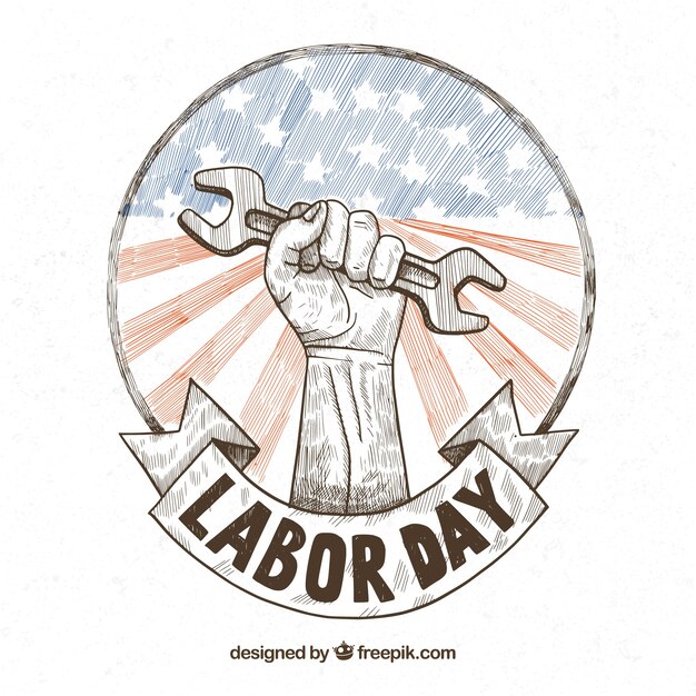 Sketch of american labor day badge