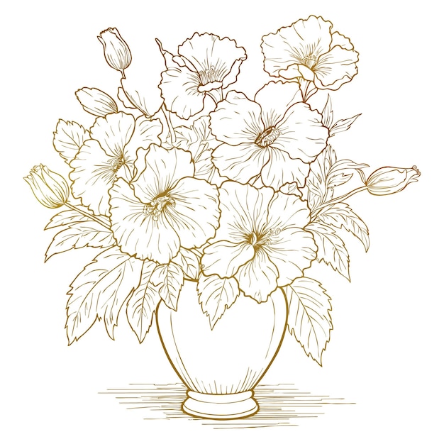 Free Vector sketch art decor inspired large floral arrangement