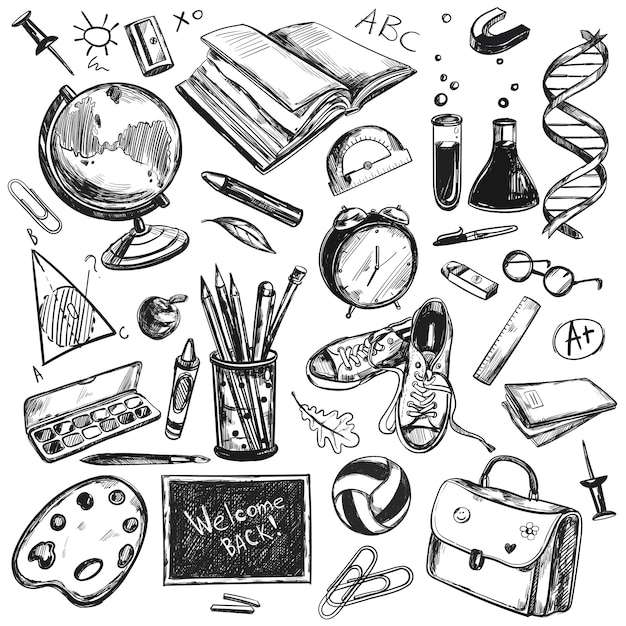 Free Vector sketch doodles back to school background