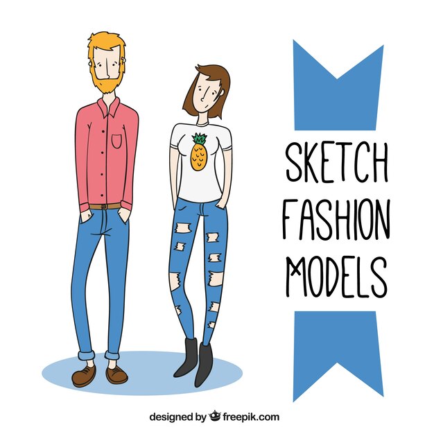 Sketch fashion models, urban style