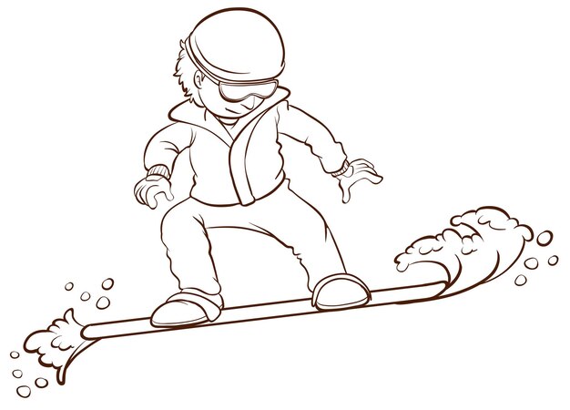 A sketch of a man playing winter sport