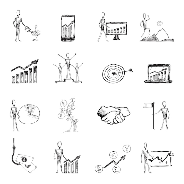 Free Vector sketch management process icons