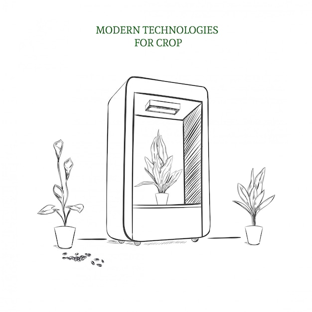 Sketch Modern Botanical Technology Concept