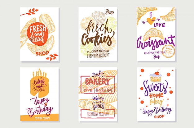 Free Vector sketch premium bakery posters