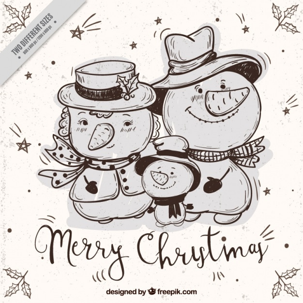 Free Vector sketch snowmen background