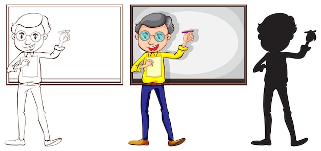 Free Vector sketch of a teacher in three different colors