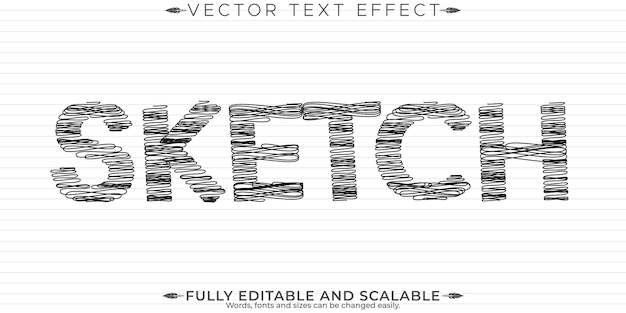 Free Vector sketch text effect editable drawing and architect text style