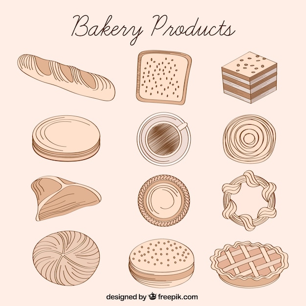 Free Vector sketched bakery products