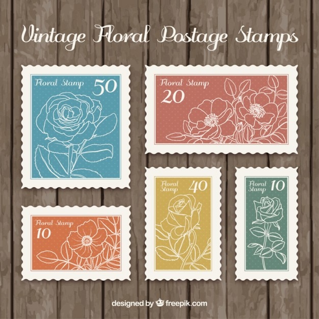 Sketched floral stamps