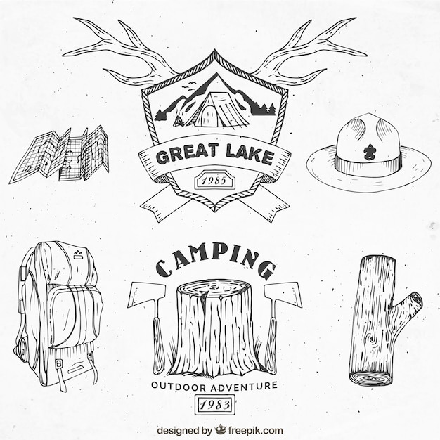 Sketches adventure badges and accessories