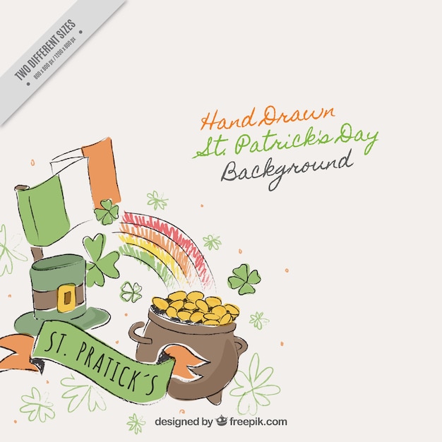 Free Vector sketches background of elements of saint patrick