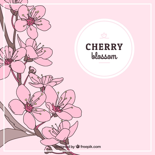 Free vector sketches of cherry blossoms background