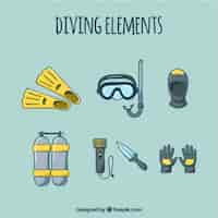 Free vector sketches of diving elements