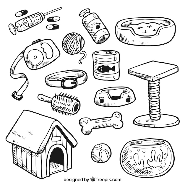 Sketches elements of veterinary clinic