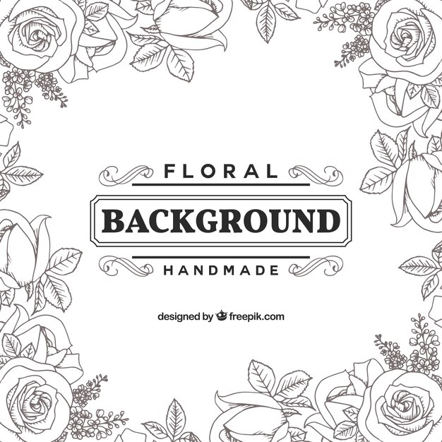 Sketches floral background with roses