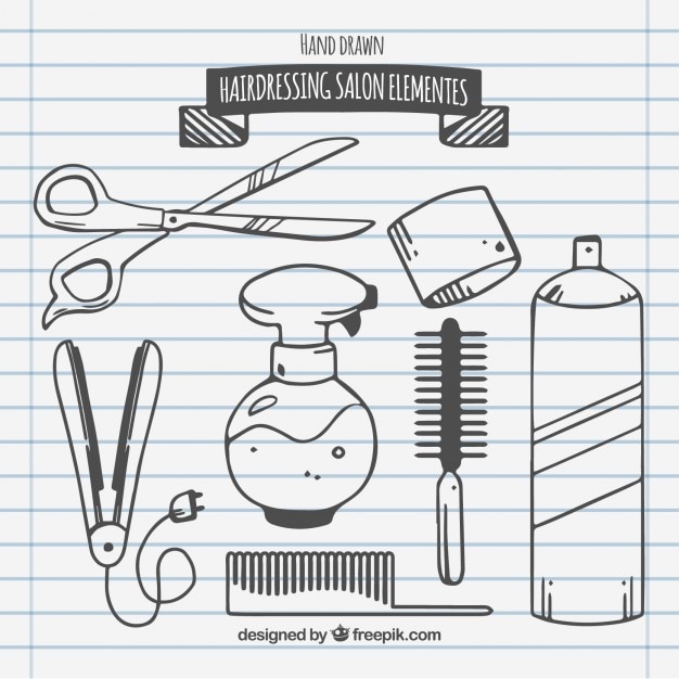 Free Vector sketches hairdressing salon elements