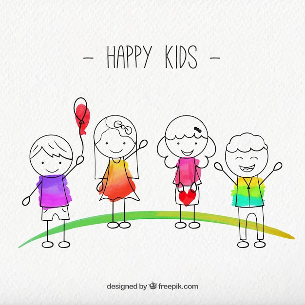 Free Vector sketches happy kids pack