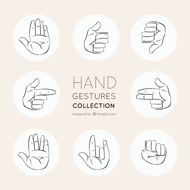 Free Vector sketches icons set of gestures with hands