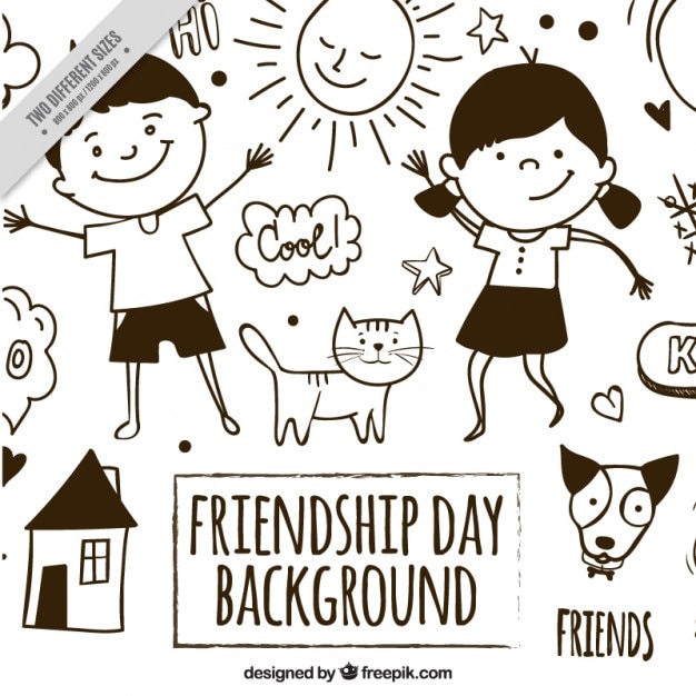 Free Vector sketches nice friendship background 