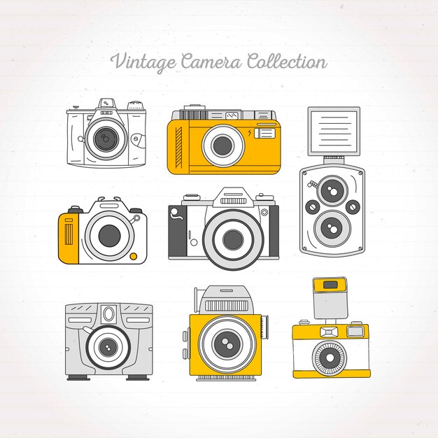 Sketches retro cameras set 