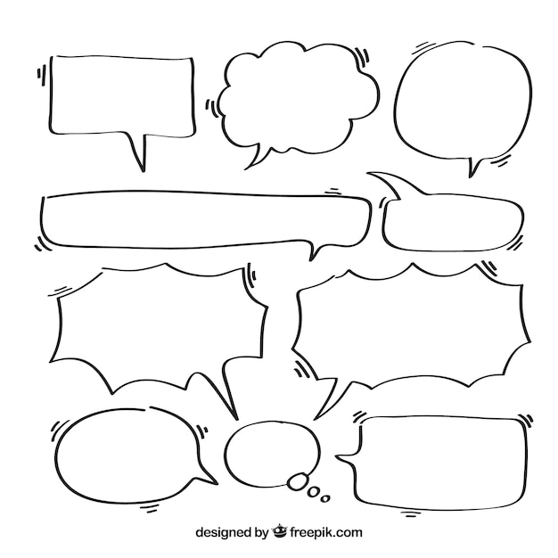 Sketches of speech bubbles set