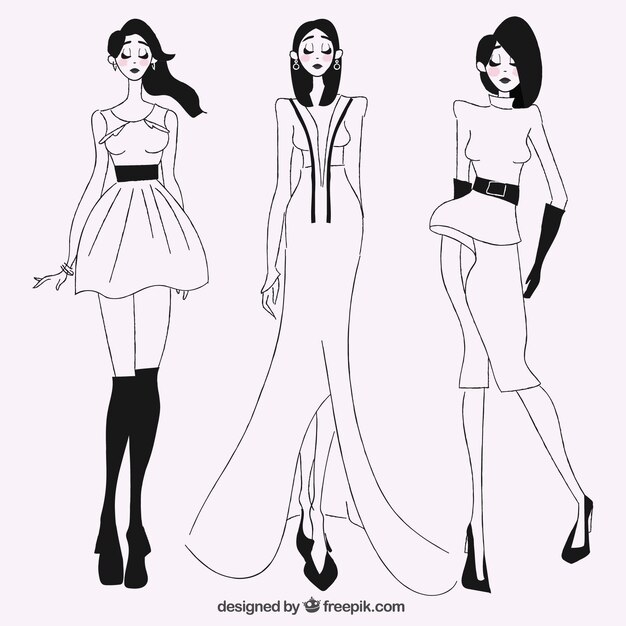 Sketches of stylish models