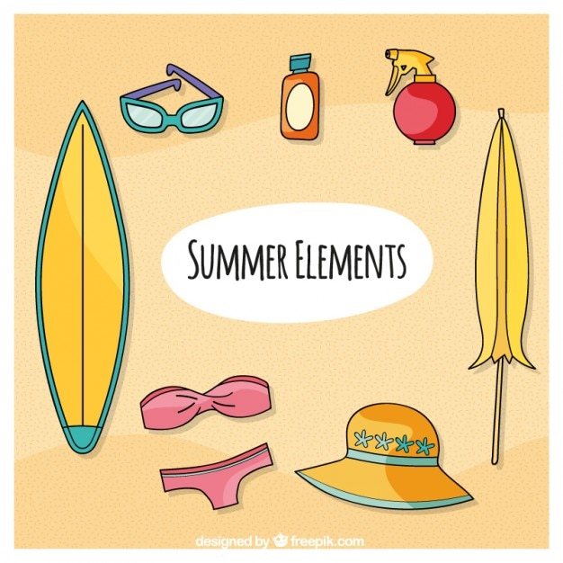 Free Vector sketches summer accessories set