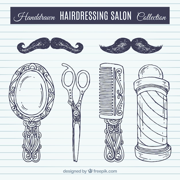 Free Vector sketches vintage barber accessories