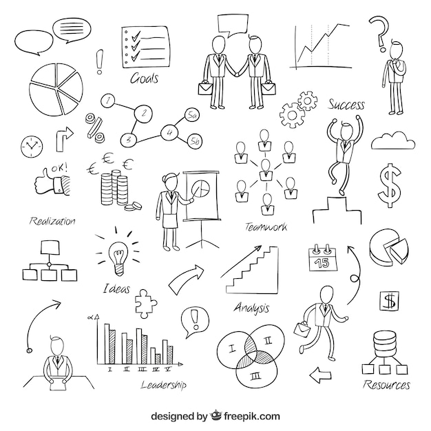 Free Vector sketchy business elements