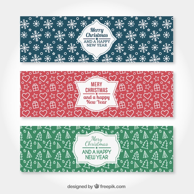 Free Vector sketchy christmas banners