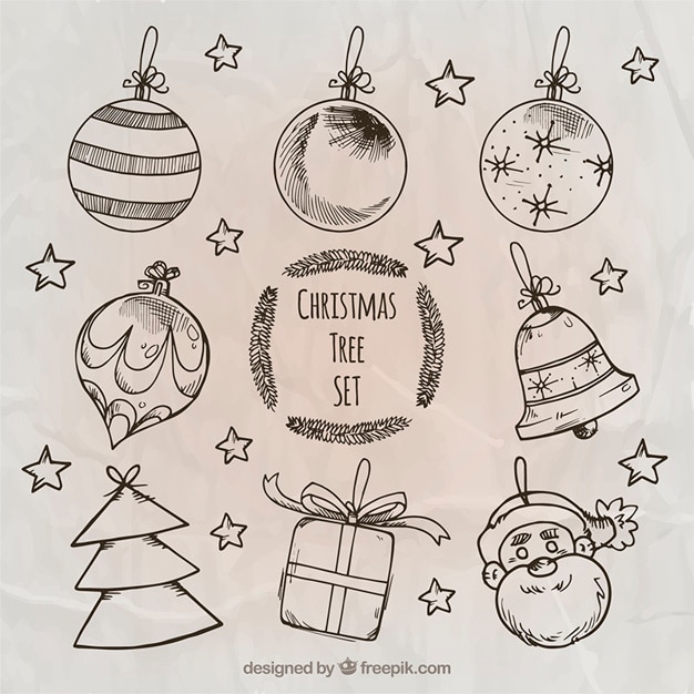 Free Vector sketchy christmas tree decoration