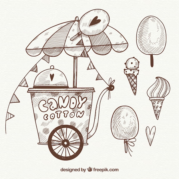 Sketchy cotton candy cart and sweets