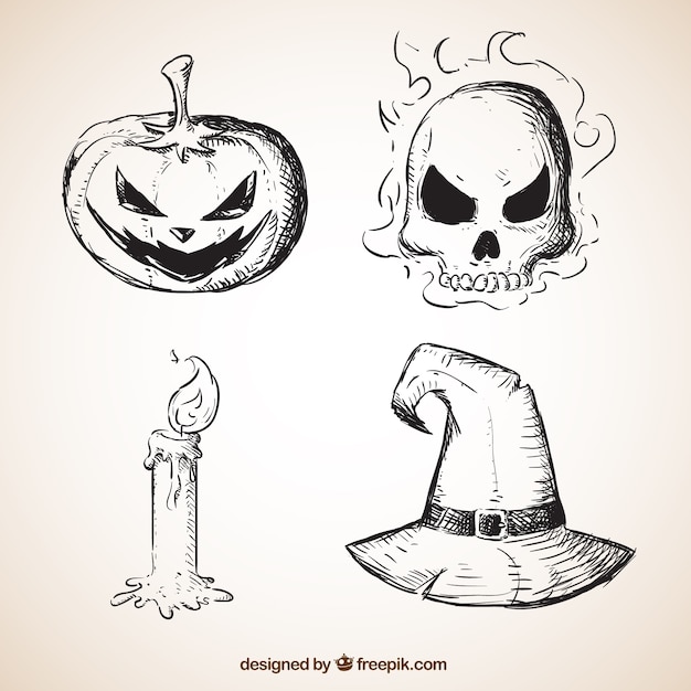 Free vector sketchy halloween elements