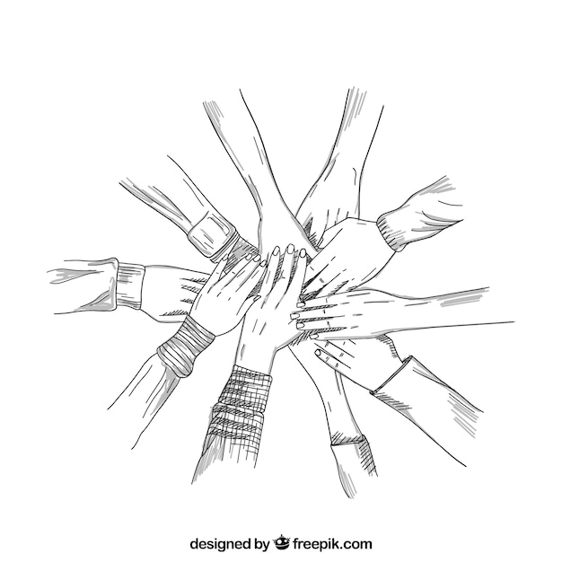 Free Vector sketchy hands working together