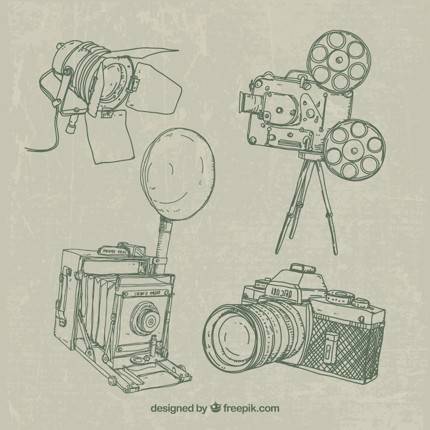 Free Vector sketchy photography equipment collection