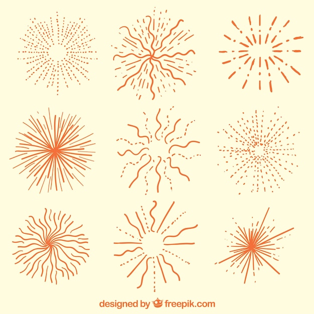 Free Vector sketchy sunbursts collection