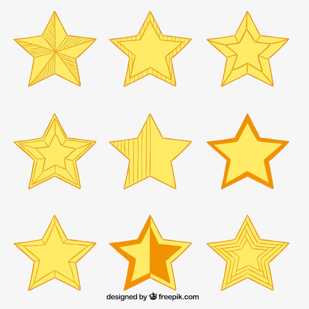 Free Vector sketchy yellos stars