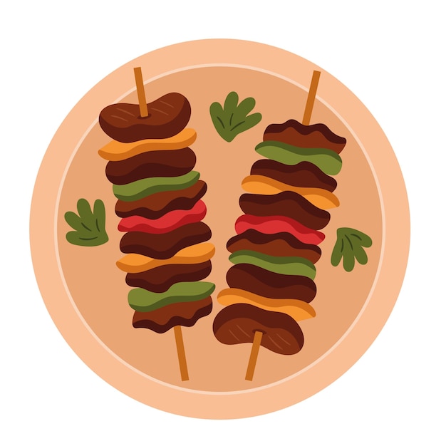 Free Vector skewer muslim food dish