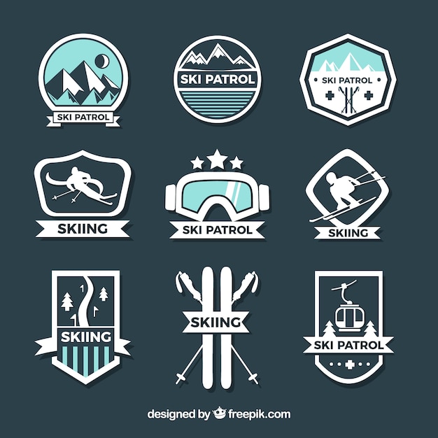 Free Vector ski badge collection