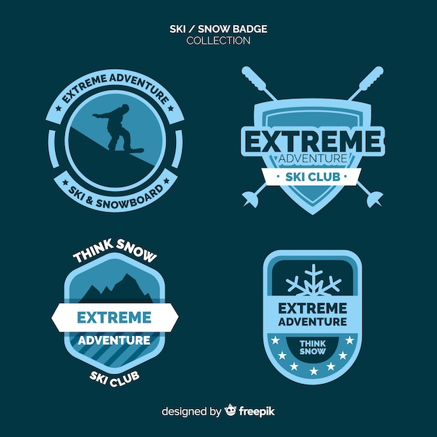 Free Vector ski and snow badges collection